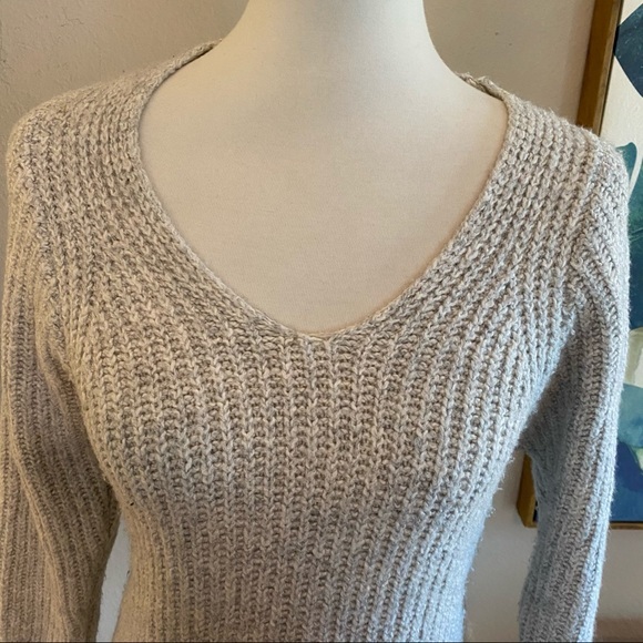 Lou & Grey High Low Scoop Sweater Gray 3/4 Sleeves - Picture 7 of 7